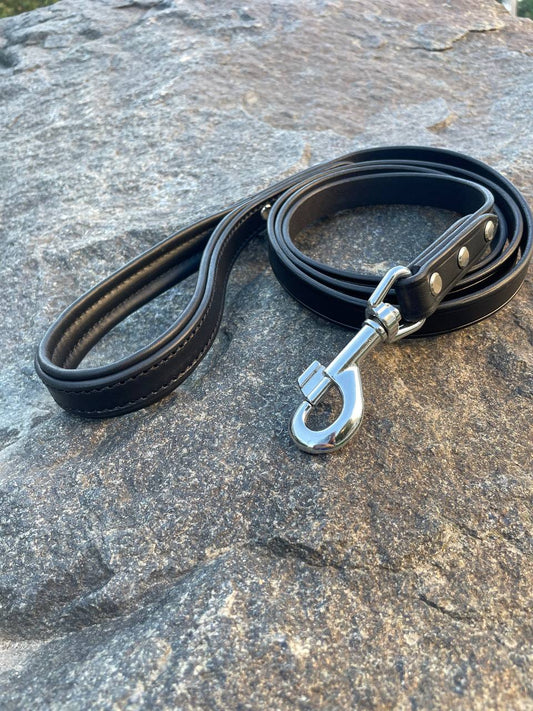 Classic Black Leather Dog Leash