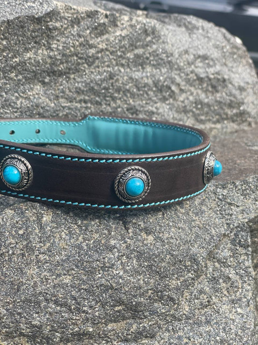 Turquoise Stones Leather Collar