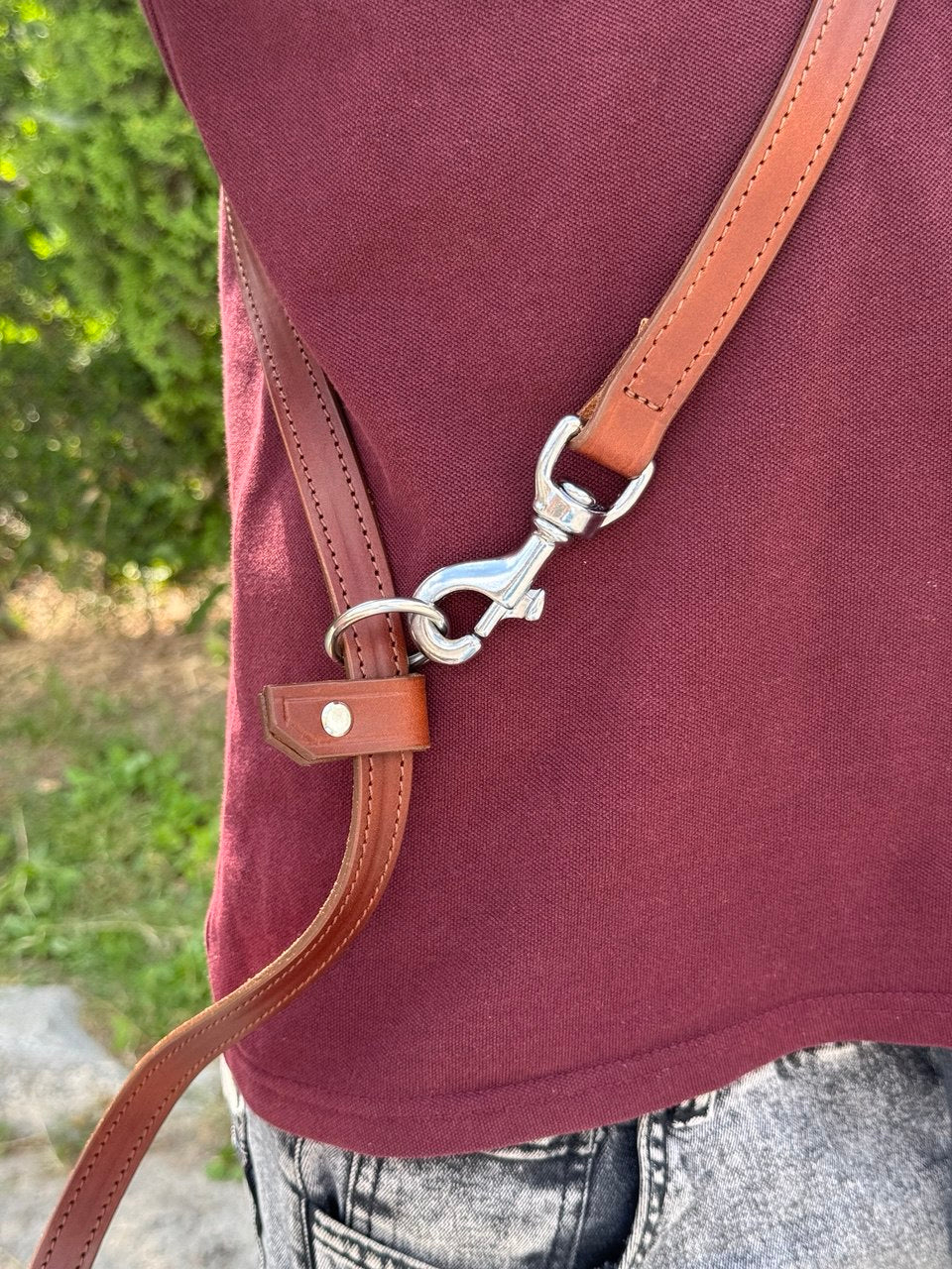Full grain leather multifunctional 6 way dog leash