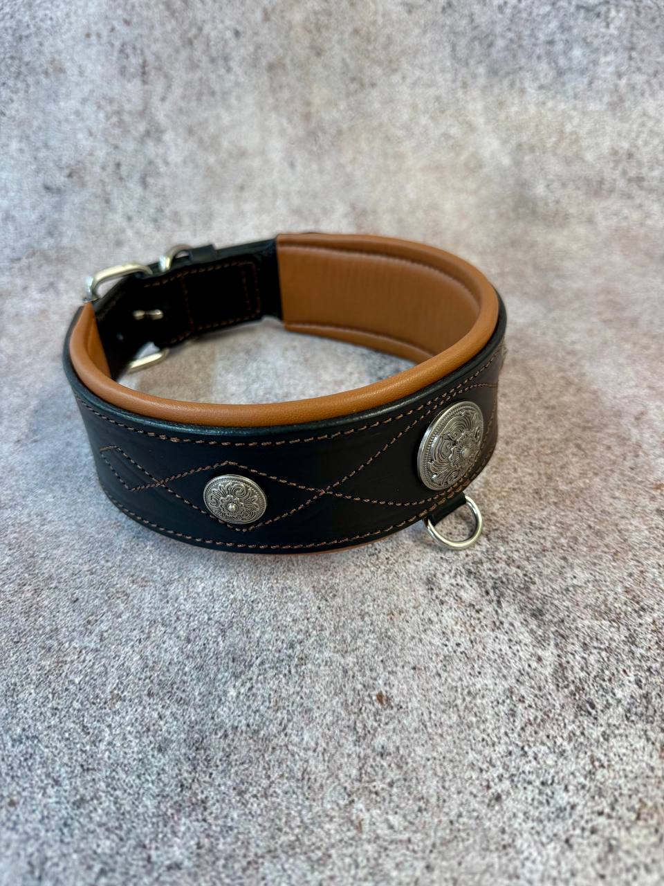 Premium Western Leather Dog Collar and Leash Set