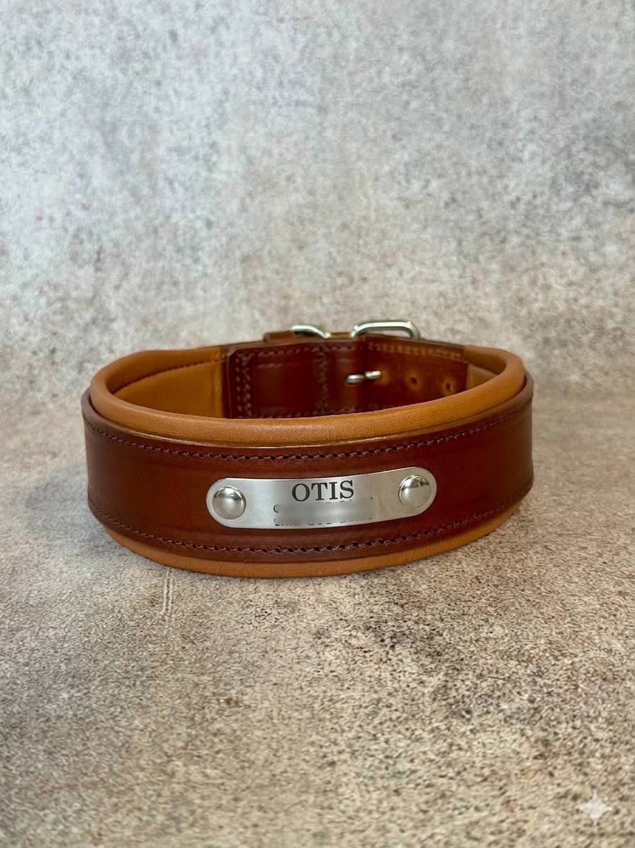 Personalized Leather Dog Collar & Leash Set – Brown & Caramel Edition