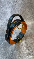 Comfort Edition - Leather Black & Orange Collar with Handle