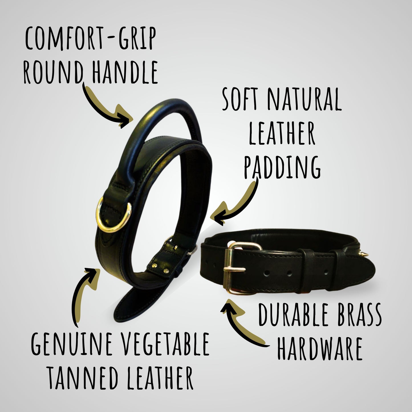 Leather Dog Collar with Handle, Tactical Collar for Large Breeds, Thick Leather 2 inch Wide Leather Dog Collar, Custom Dog Gear