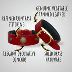 Green Leather Dog Collar with Ornaments