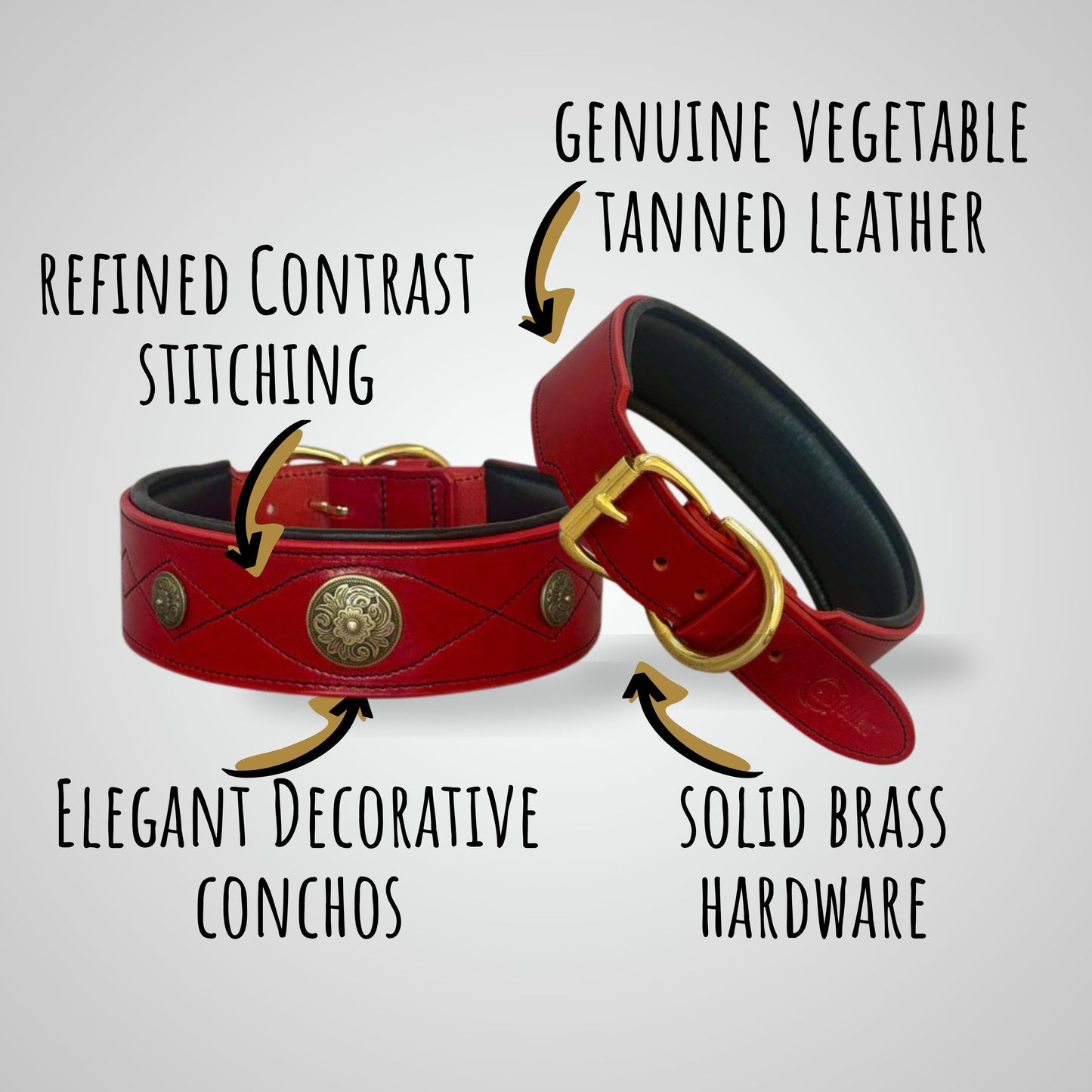 Green Leather Dog Collar for Large Dogs, Wide Padded Collar, Luxury Collar with Conchos, Big Dog Collars, Doberman, Cane Corso, Shepherd