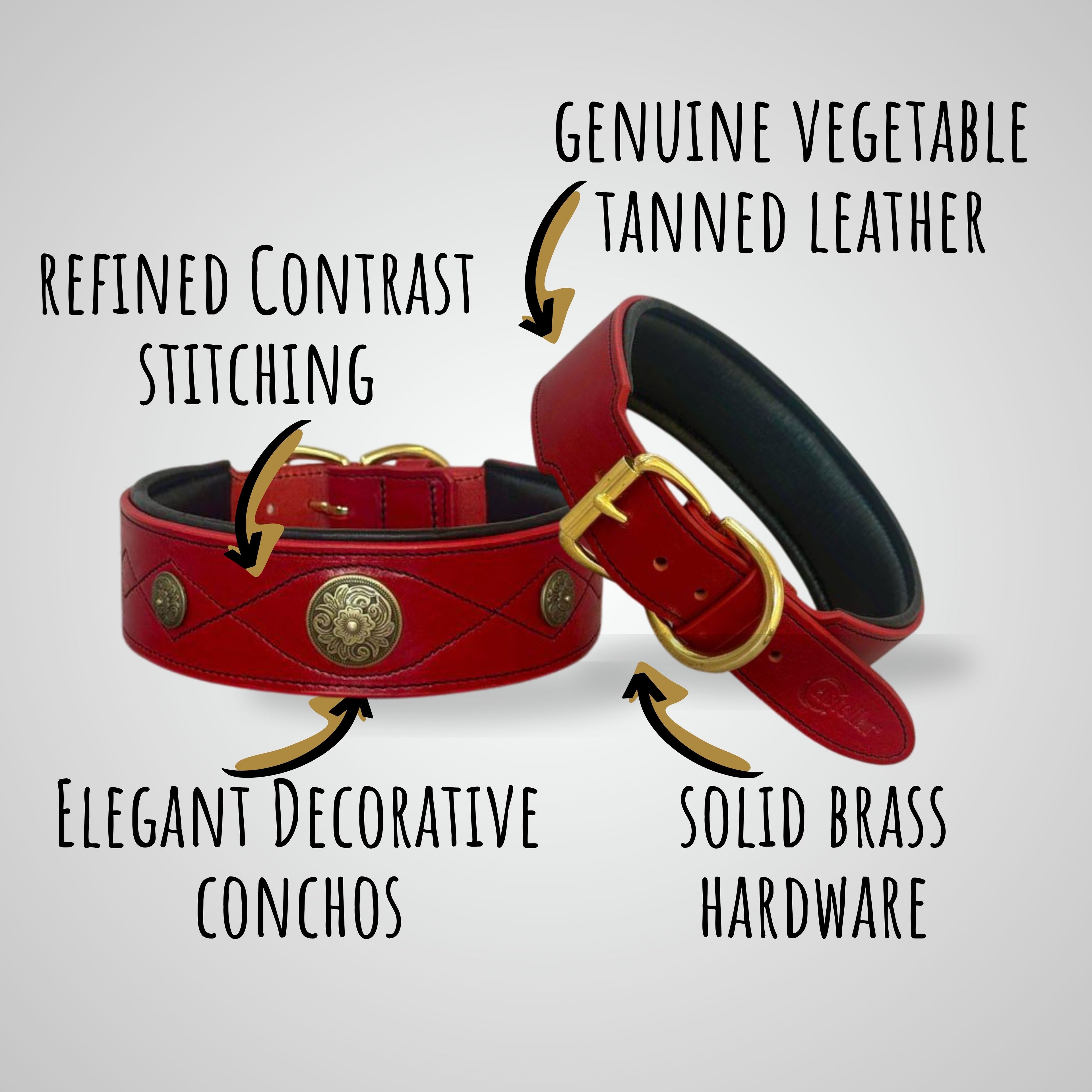 Green Leather Dog Collar for Large Dogs, Wide Padded Collar, Luxury Collar with Conchos, Big Dog Collars, Doberman, Cane Corso, Shepherd