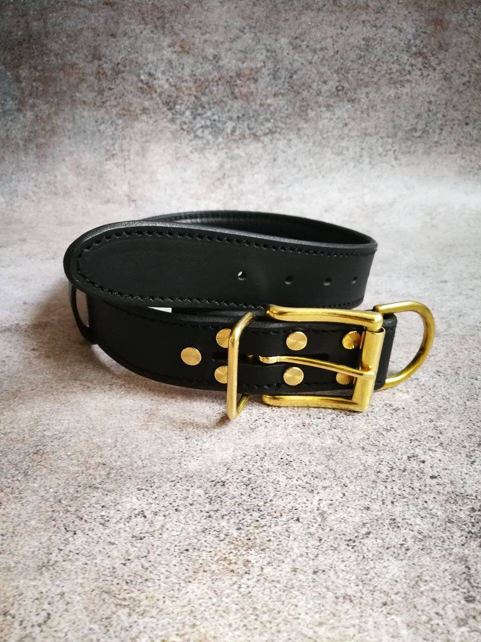 Solid Brass Buckle Dog Collar, Heavy Duty Dog Collar, Stylish Simple Dog Collar, Classic Leather Dog Collar for Medium and Big Breeds