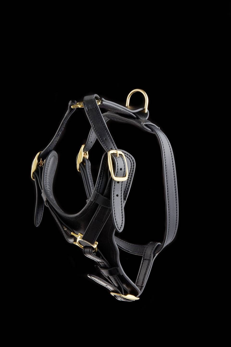 Leather Dog Harness, Black Leather Harness for Medium Big Dogs, Brass Hardware Harness, Black Leather Solid Brass Quality Dog Harness