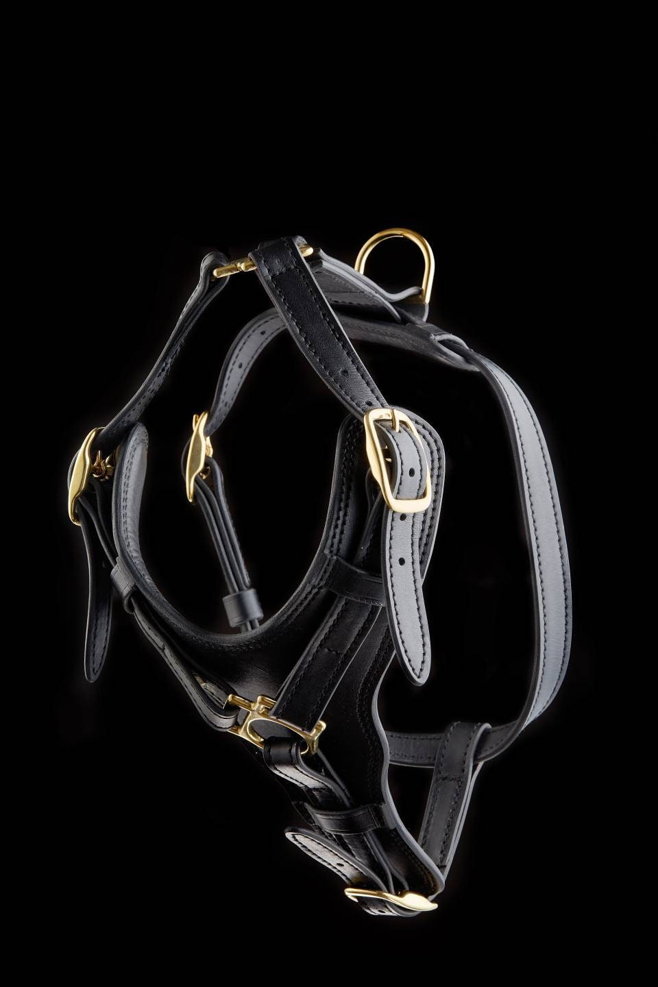 Leather Dog Harness, Black Leather Harness for Medium Big Dogs, Brass Hardware Harness, Black Leather Solid Brass Quality Dog Harness