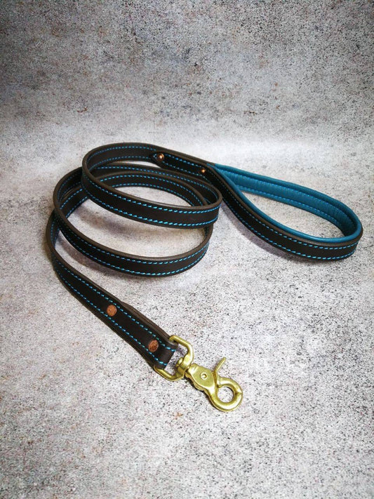 Turquoise Leather Dog Leash, Blue Leather Dog Leash, Dark Brown Leather Dog Leash, Genuine Leather Leash for Dog, Dog Lead, Leather Dog Lead