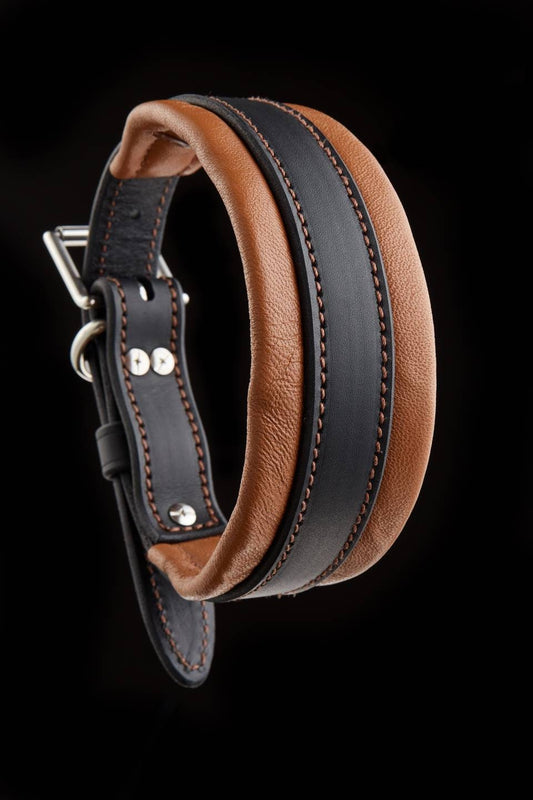 Super Soft Leather Dog Collar Padded, Comfortable Dog Collar Soft Leather, Wide Dog Collar Brown Leather Collar for Dog, Quality Dog Collar