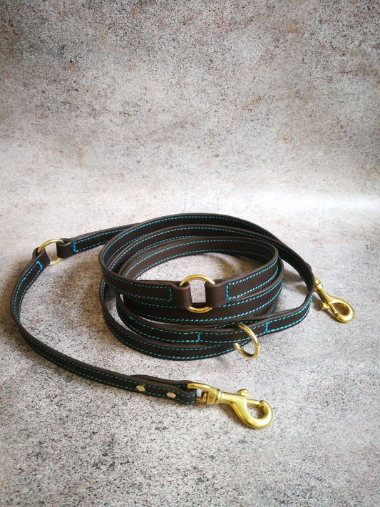 Multifunctional Leather Dog Leash, Multipurpose Genuine Leather Dog Leash, Multimode Leather Dog Leash, Dog Training Leash, 6 Way Dog Leash