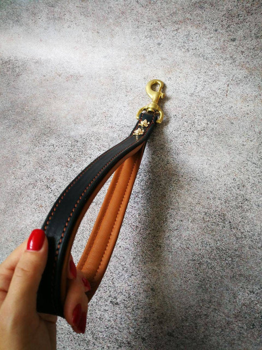 Leather Traffic Lead, Leather Dog Lead, Leather Short Dog Leash Leather, Padded Handle Dog Leash, Short Leash for Dog, Training Dog Leash