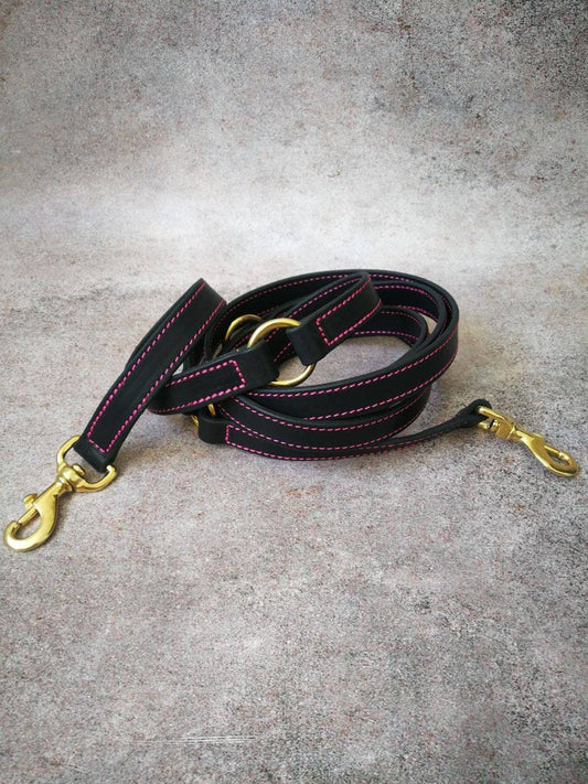 Multifunctional Thick Leather Leash, Adjustable Dog Leash, 1 in wide heavy duty dog leash, 2.5 cm wide training leash, Hands free dog leash