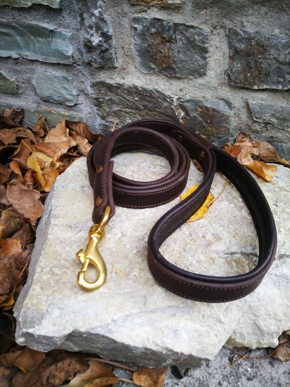 Heavy Duty Dog Leash Sturdy Leather Dog Leash with Padded Handle Leather Leash for Large Dog Brown Leather Leash Dark Brown 6 ft leash