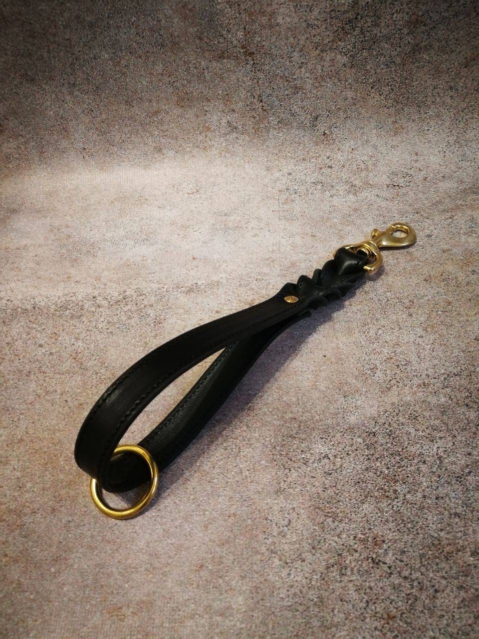 Short Leather Dog Lead, Braided Leather Dog Lead, Short Leather 15 in Braided Lead for Large Dogs