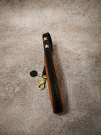 Short Leather Dog Lead with Padded Handle and Skulls
