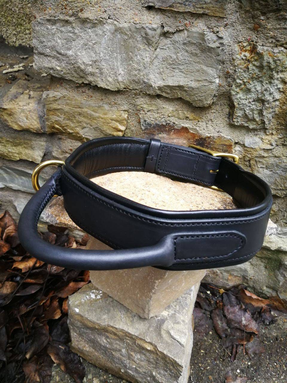 Leather Dog Collar with Handle Tactical Collar for Large Breeds