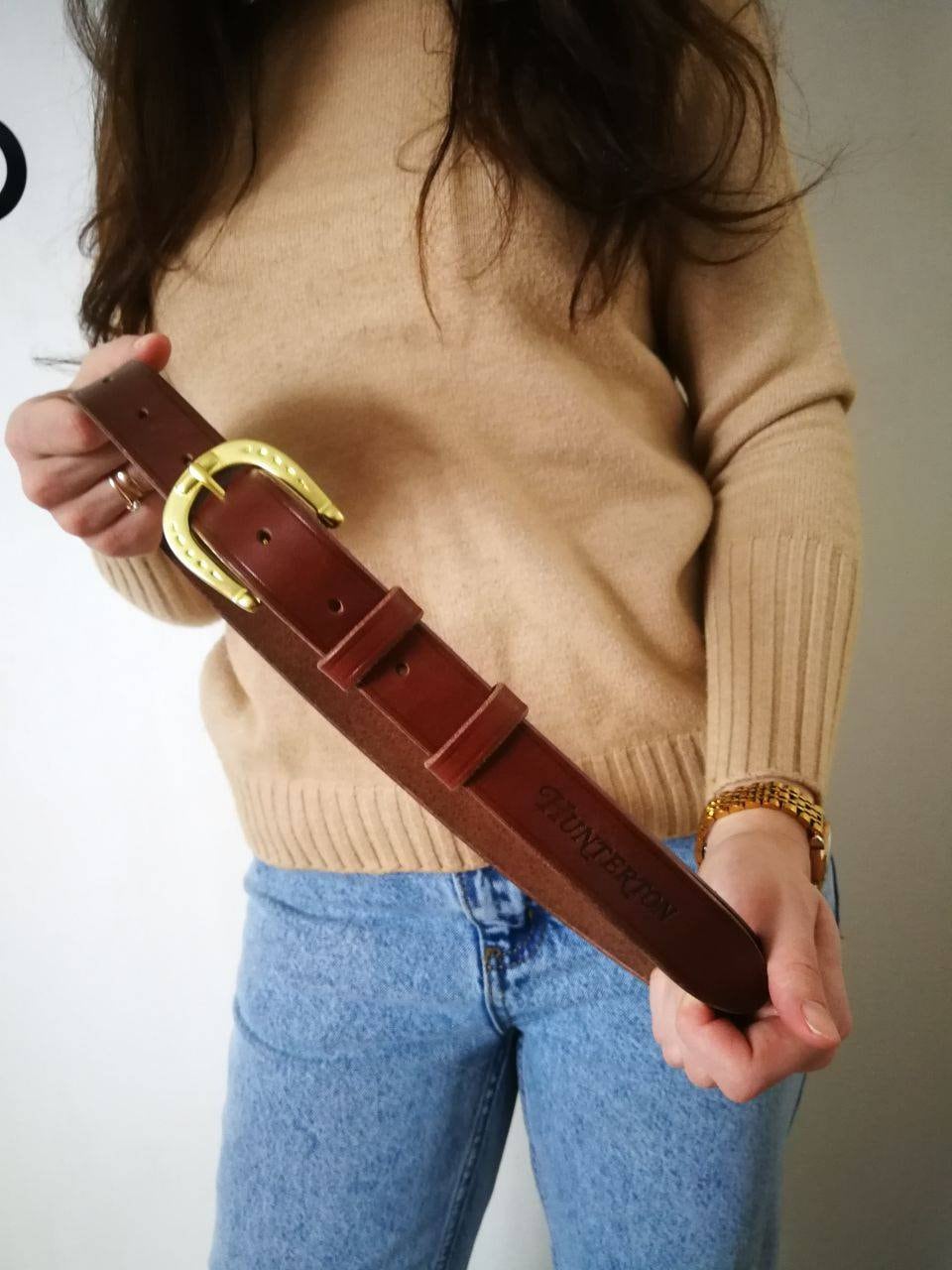 Equestrian Belt with Horseshoe Buckle Leather Belt Horseshoe Personalized Leather Belt Equine Gift Leather Belt Gift for Horse Lover