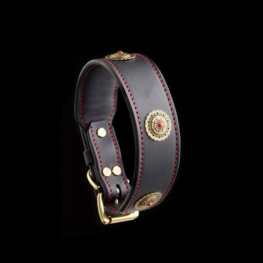 Elegant Dog Collar Leather Collar with Brass Decorated Dog Collar 2 in wide dog collar padded dog collar