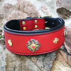 Red Leather Artisan Dog Collar