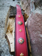 Red Leather Artisan Dog Collar