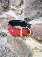 Red Leather Artisan Dog Collar