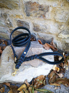 Braided Leather Dog Leash Hands Free