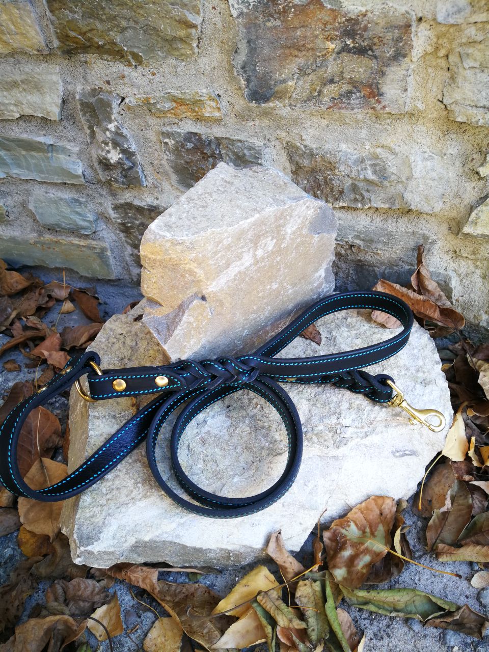 Braided Leather Dog Leash Hands Free