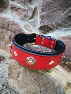 Red Leather Artisan Dog Collar
